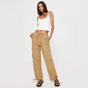 Princess Polly Bilbury Tan Cargo Balloon Leg Pants Size 6